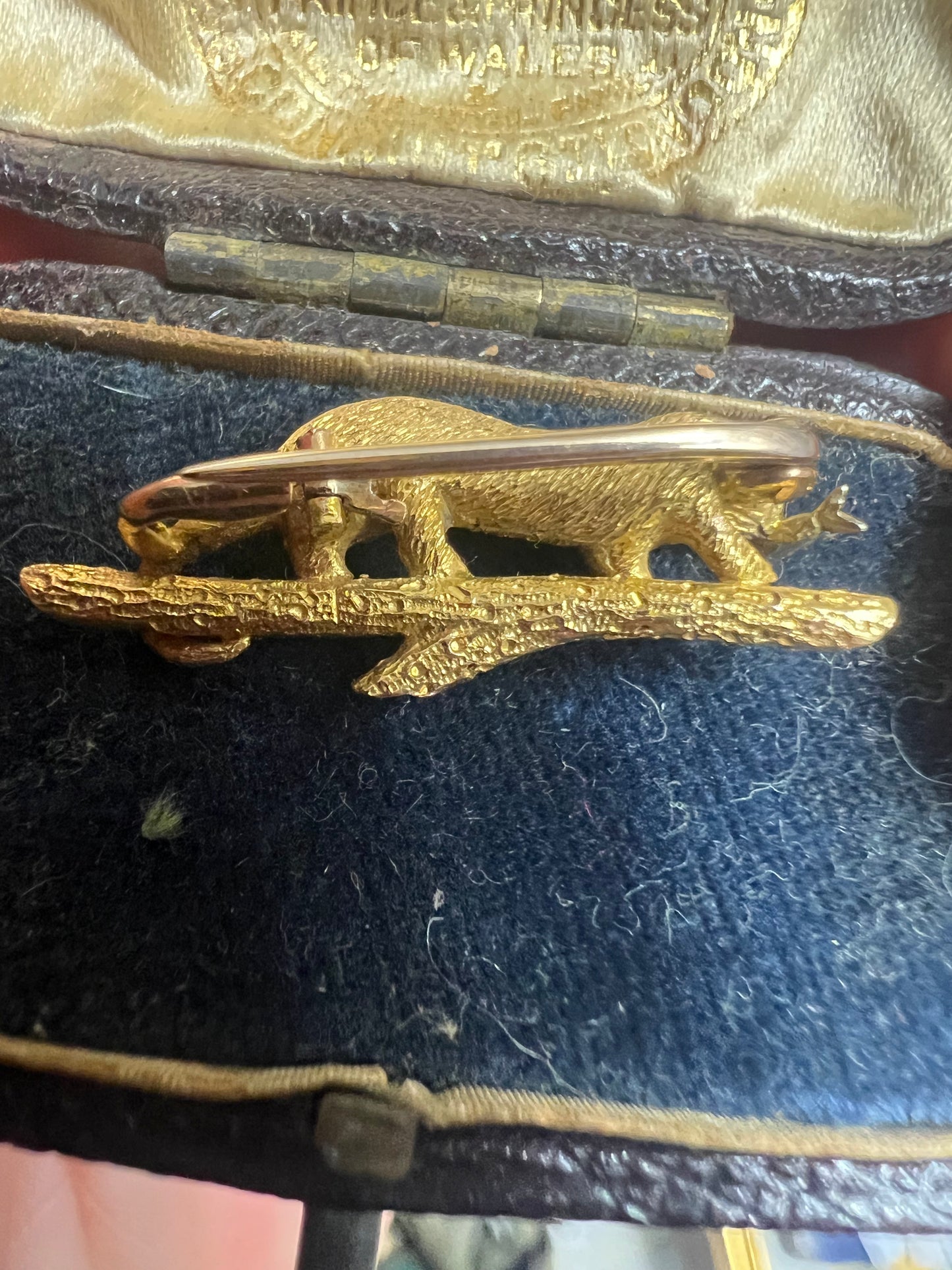 Possibly Thornhill Victorian Solid High Carat Gold Otter Catching Fish Brooch Pin