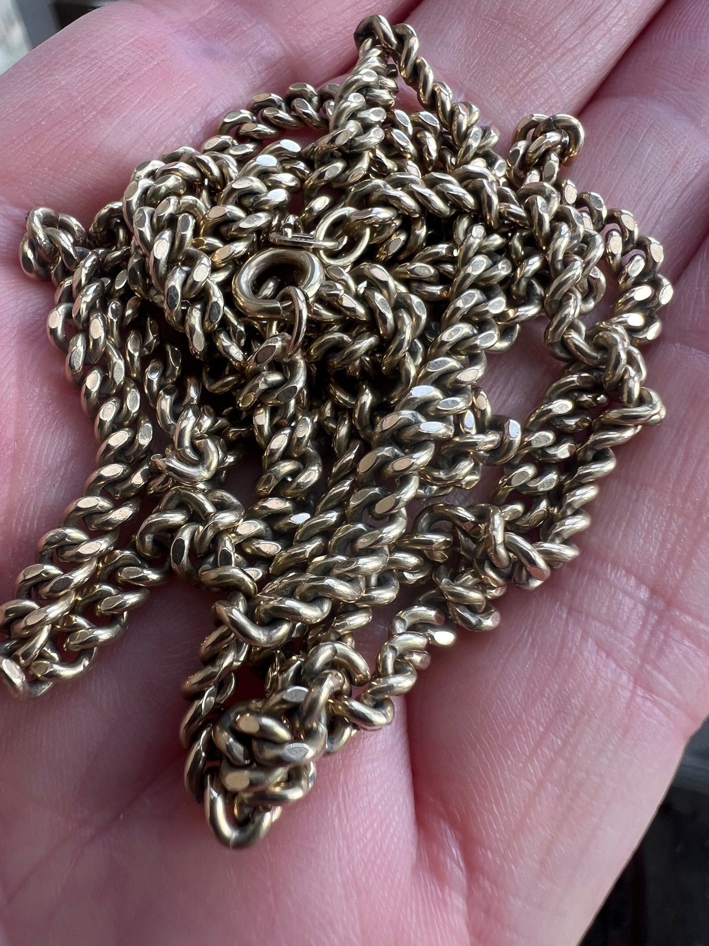 Very Long 32" Heavy Gold Flat Curb Link Chain Gents Unisex