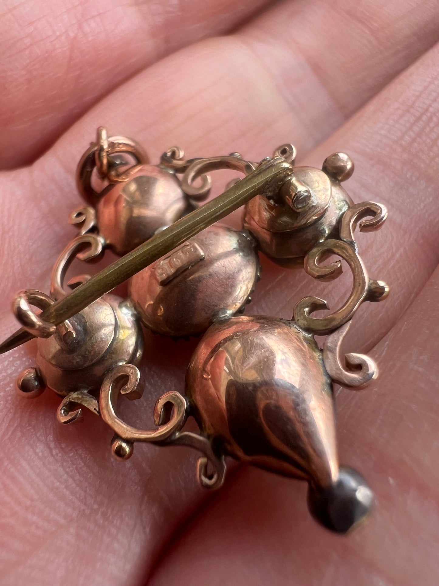 Georgian Flat Garnet Pearl Rose Cut Diamond Pendant