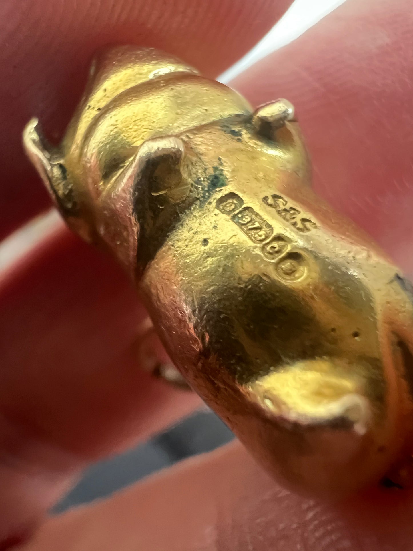 *Reserved* Fat little Piggy Solid Gold Very Heavy Charm Pendant