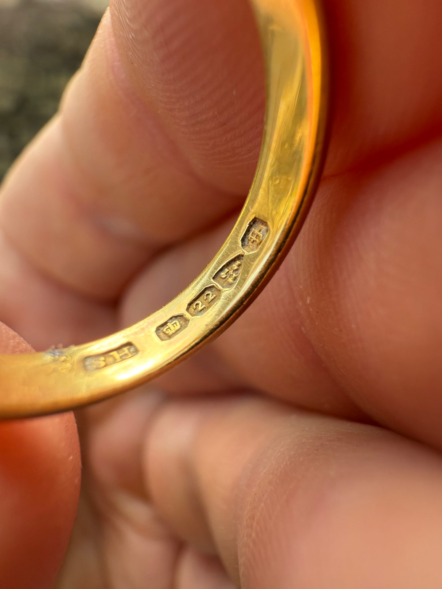 Antique 22ct Gold Chester Hallmark Wedding Band Ring