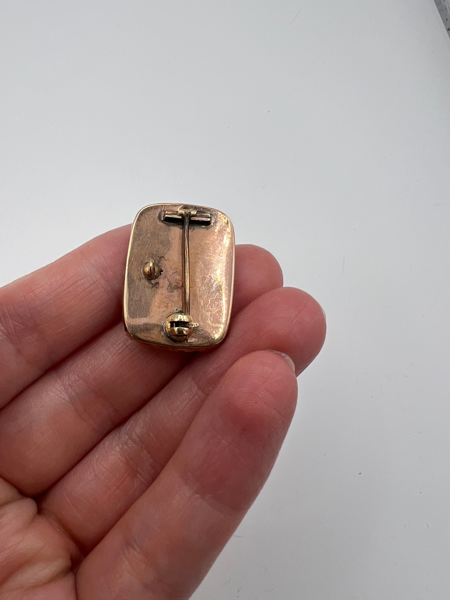 Gorgeous Georgian Sentimental Gold Pearl Diamond Blue Enamel Brooch Pin in Box