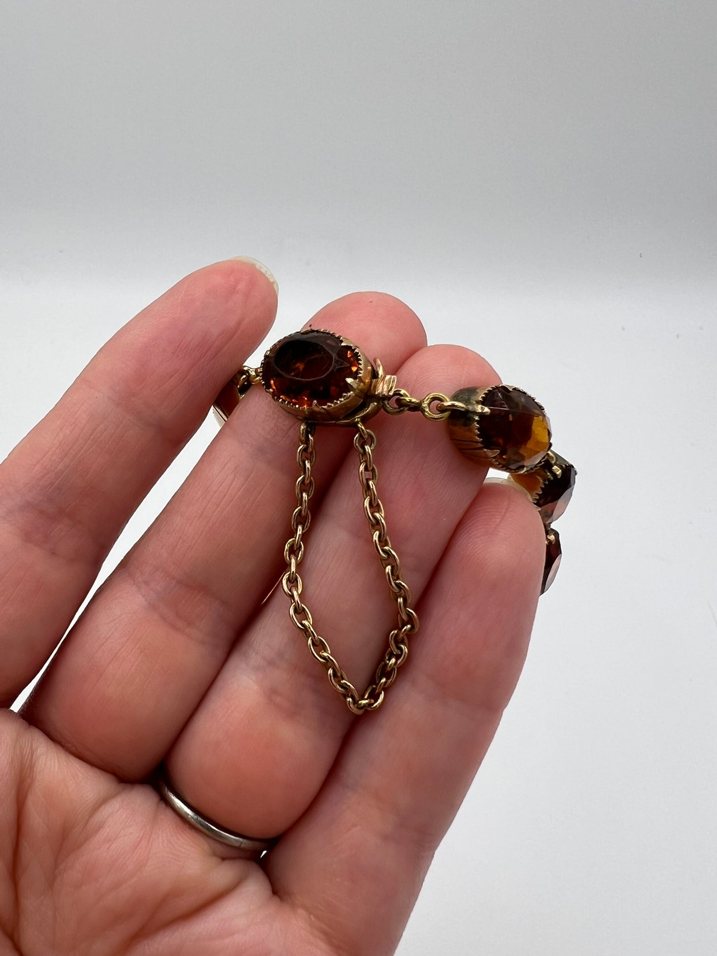 Early Victorian Antique Sherry Madeira Citrine Cairngorm Gold Bracelet
