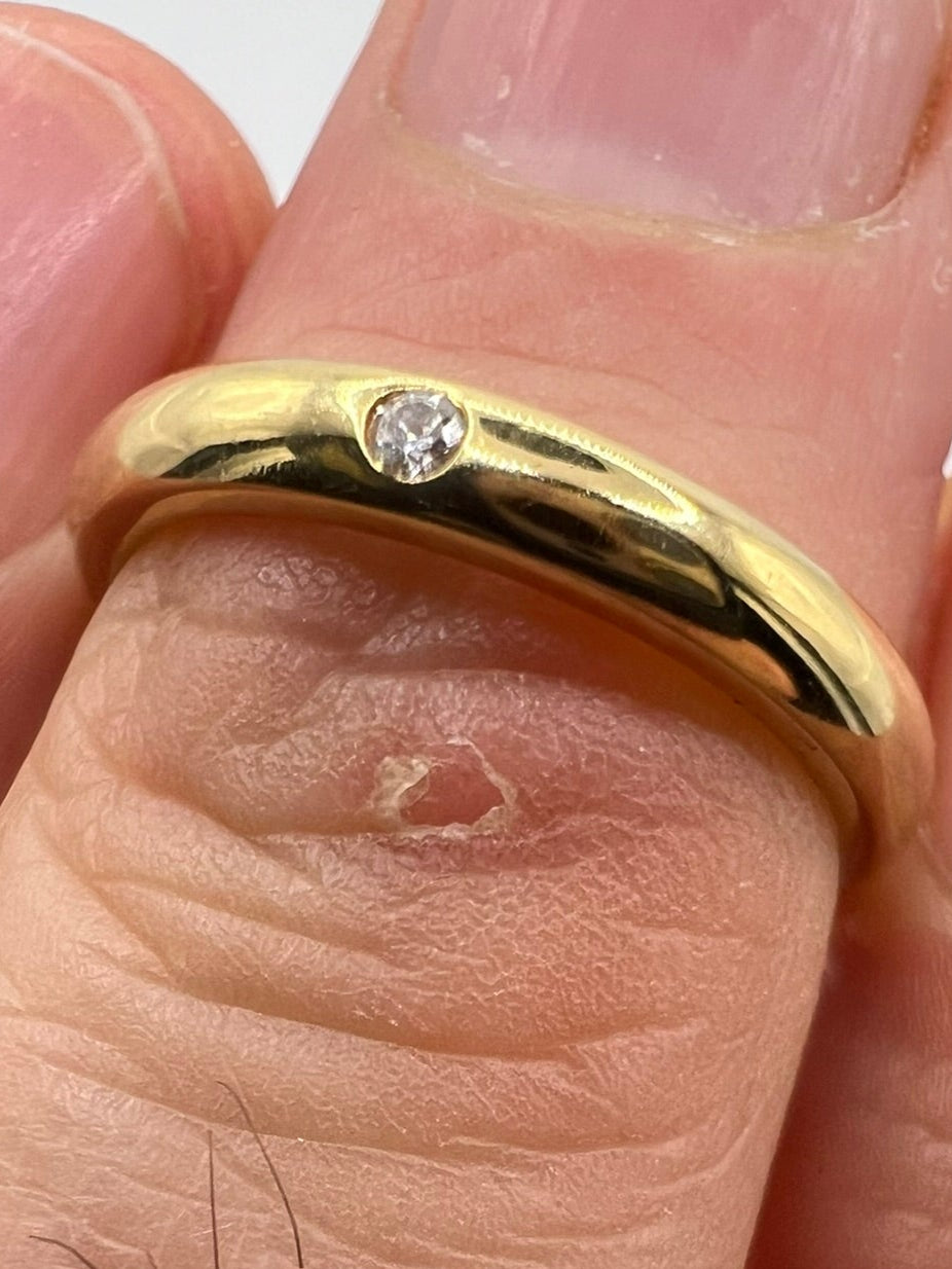 Vintage Tiffany & Co Elsa Peretti 18 Carat Yellow Gold Diamond Set Wedding Band Ring