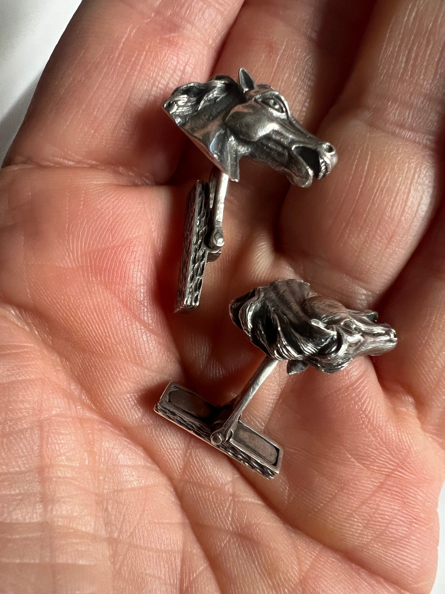 Fantastic Mid Century Swedish Danish Scandinavian Horse Head Cufflinks