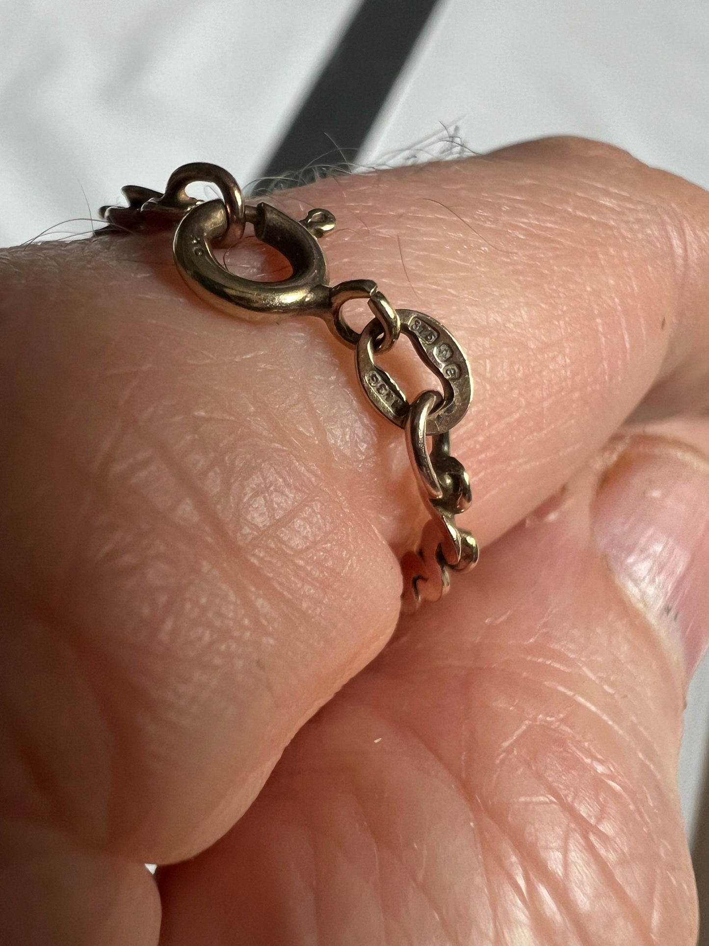 8g Solid Gold Flat Fancy Scrolling S link 16.5” Neck Chain