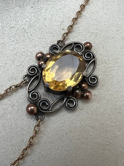 Artificer's Guild Arts & Crafts 15ct Gold Silver Citrine Necklace