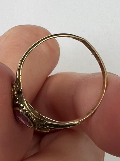 Rare 12ct Gold Almandine Purple Garnet Antique Ring