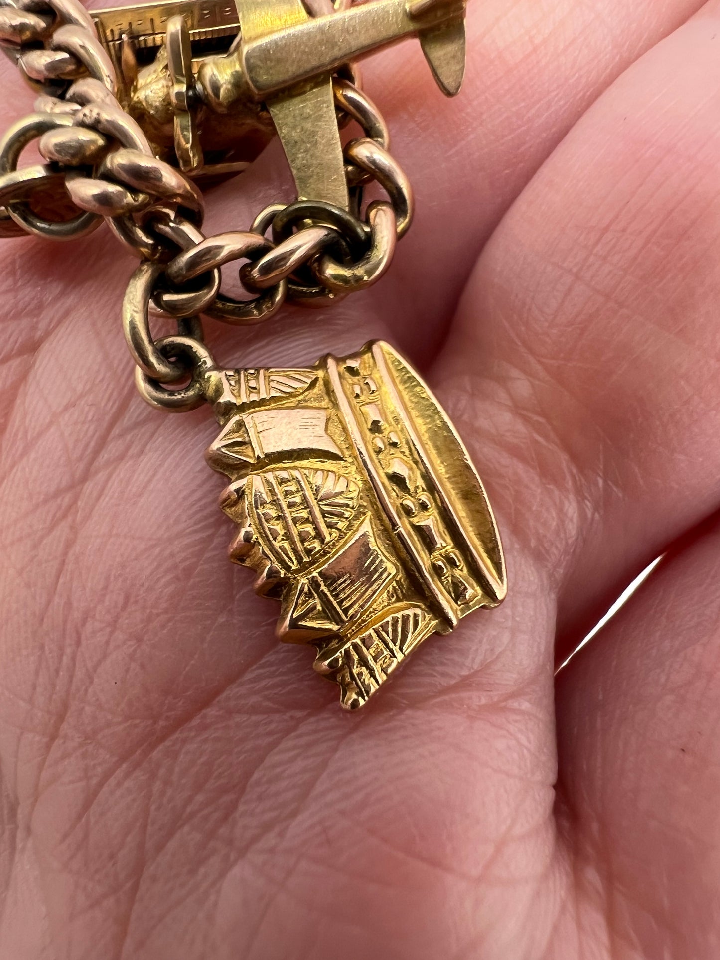 Gold Charm Bracelet With Many Unusual and Rare Charms