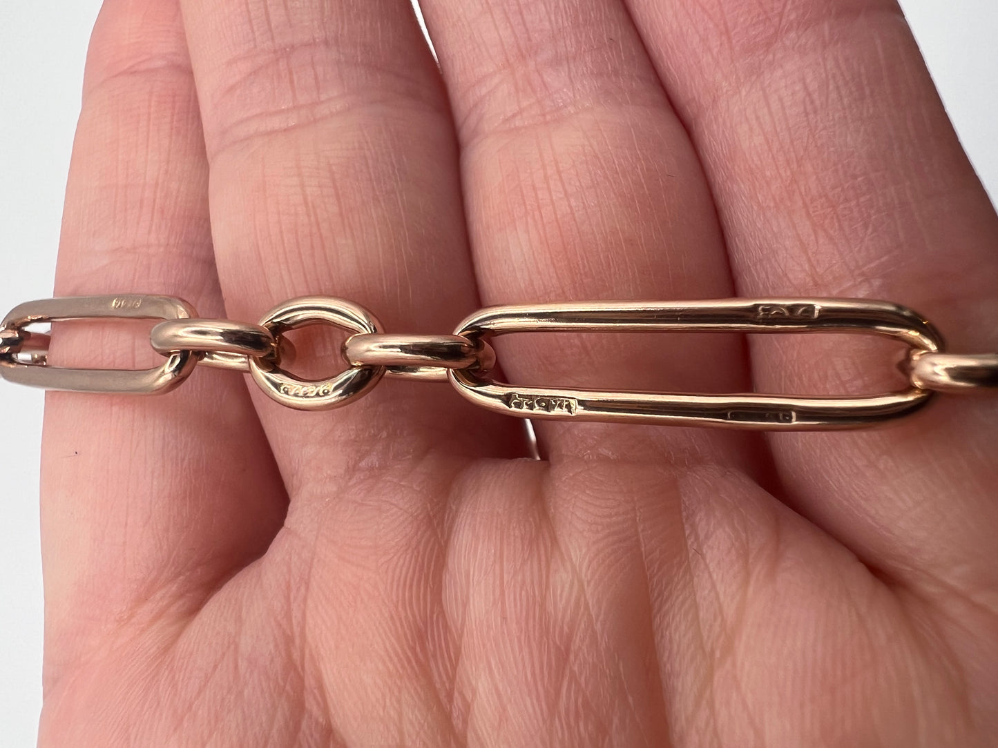 Please Enquire For Price - 9ct Rose Gold 30.78g 38cm Trombone Paperclip Link Chain
