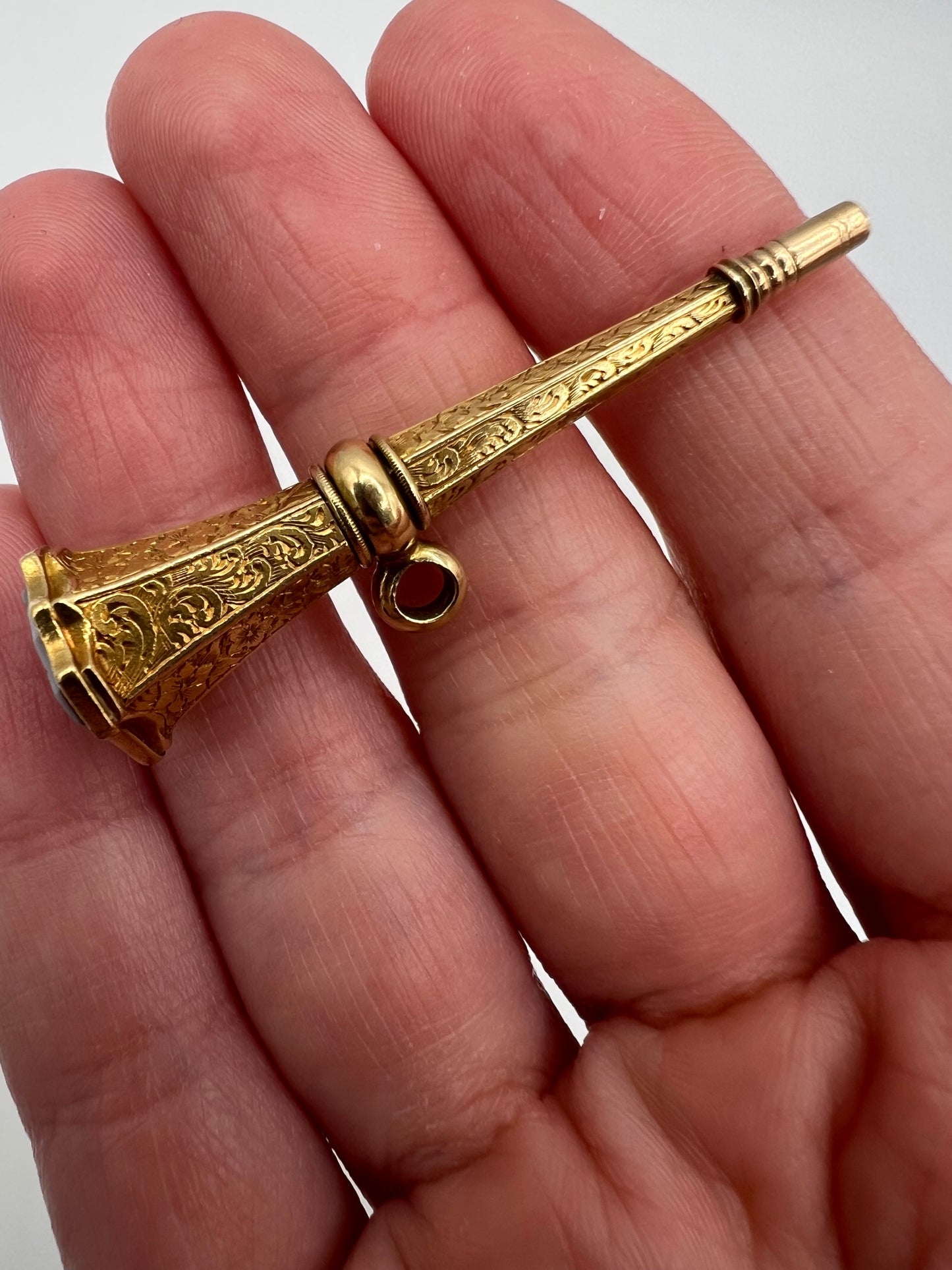 15ct Gold Victorian Watch Key Intaglio Stag Pendant