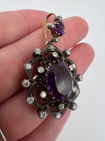 Belle Epoque Amethyst Diamond Pendant