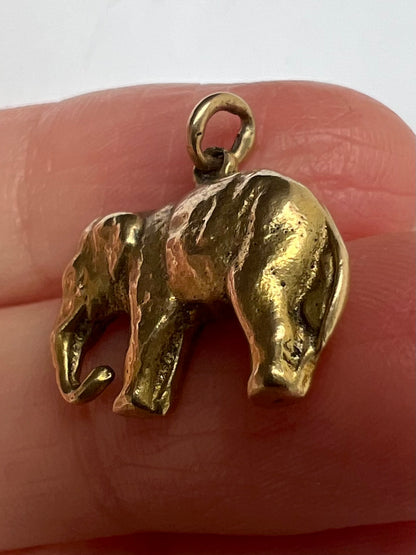 Cute Antique Solid 9ct Gold Elephant Charm Pendant