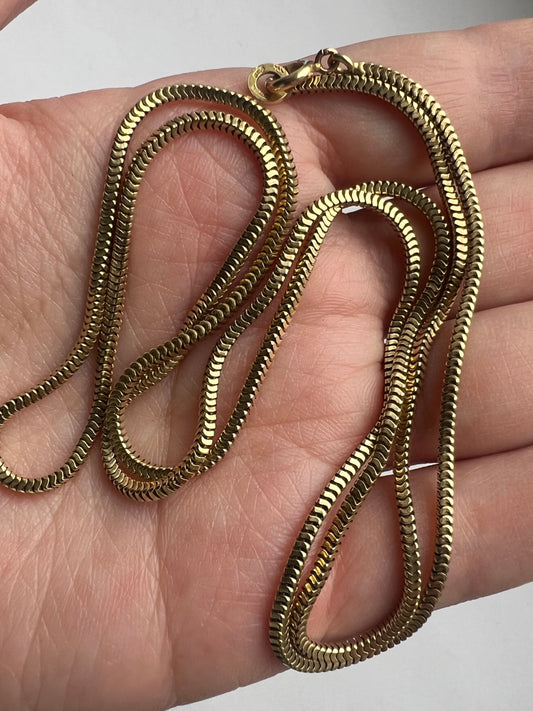 Long 65cm Vintage Heavy 13g 14ct Solid Gold Snake Chain