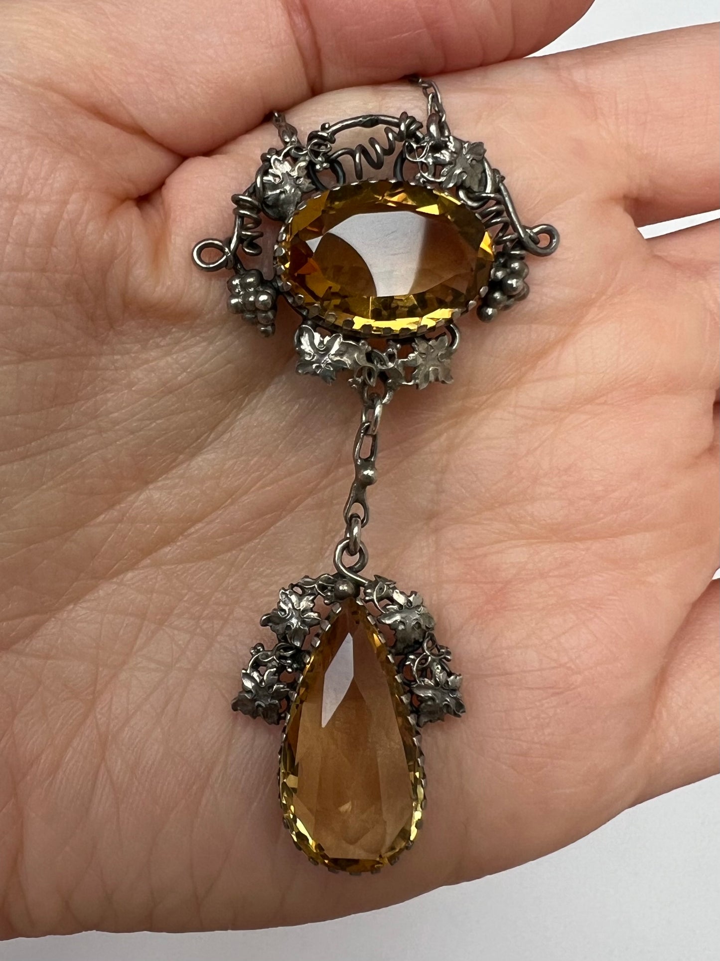 Silver Arts & Crafts Citrine Necklace