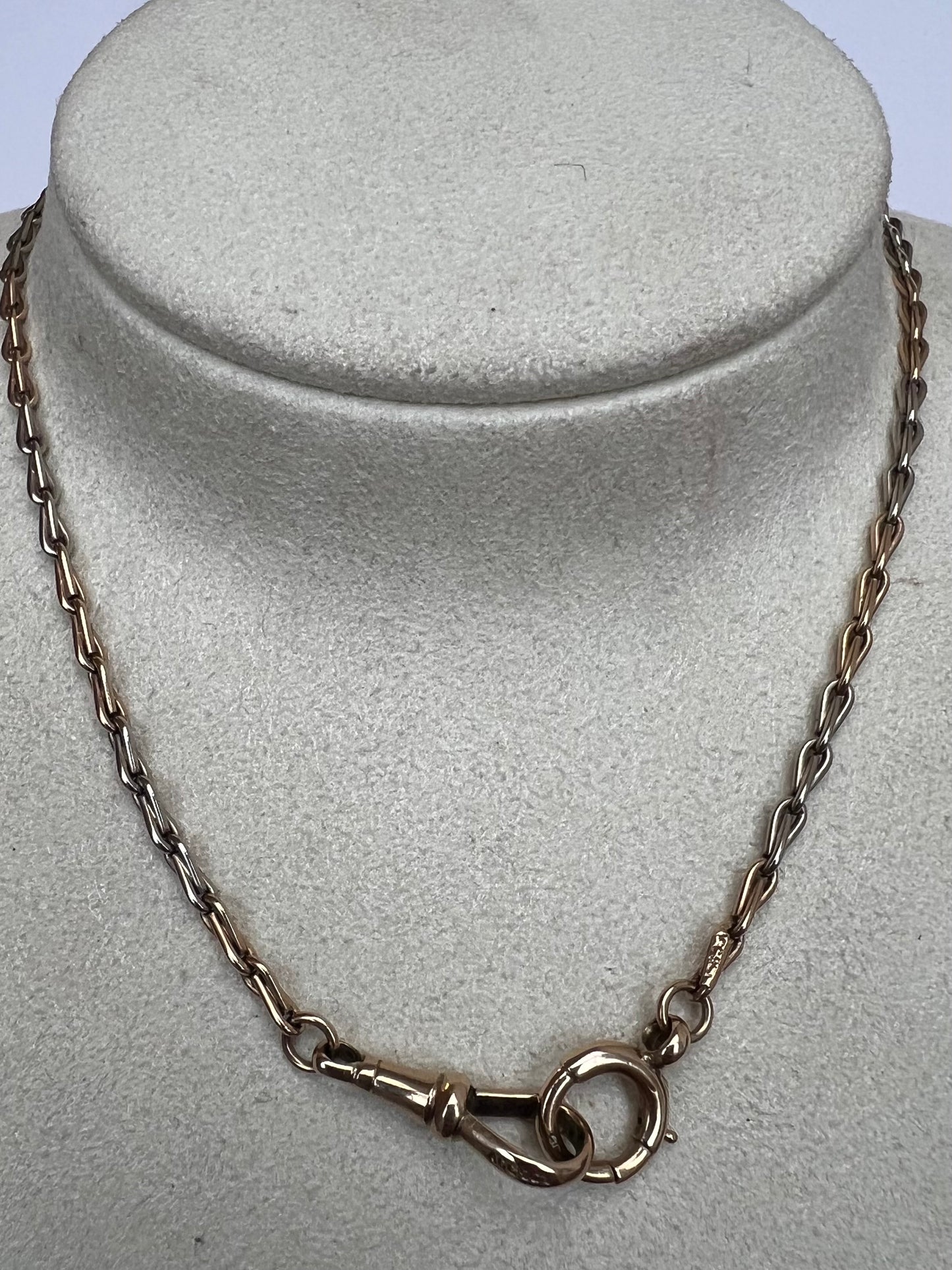 Art Deco 2 Tone Rose White Gold Hayseed Link Albert Watch Chain