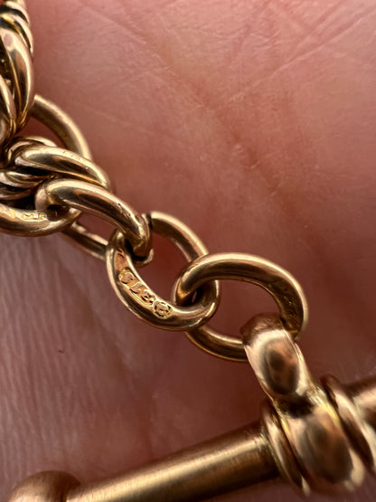 RESERVED - Please enquire for price - Fancy Paperclip Link Rose Gold Albert Chain