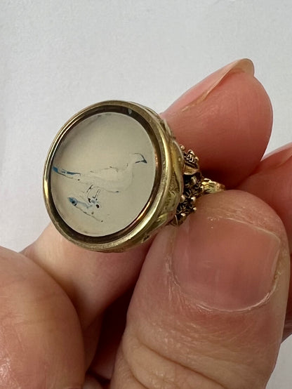 Georgian Multi Coloured Gold Bird Intaglio Fob Seal Pendant
