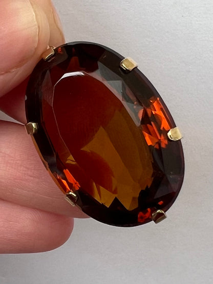 Very Large Sherry Madeira Citrine Gold Pendant