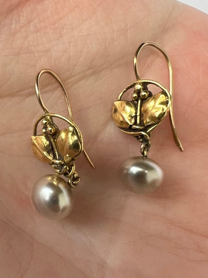 Rare Arts & Crafts Pearl Drop Earrings - Reserved, please enquire