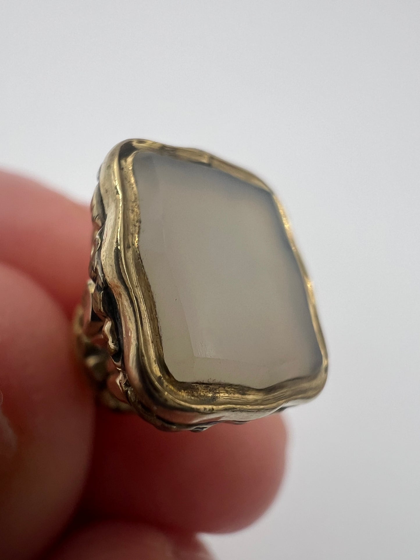 Victorian Chalcedony Gold Cased Milky Fob Seal Pendant