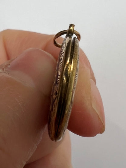 Cute Enamelled Gold Blue Oval Locket