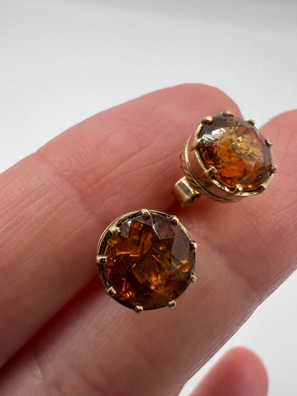 Scottish Cairngorm Gold Citrine Stud Earrings