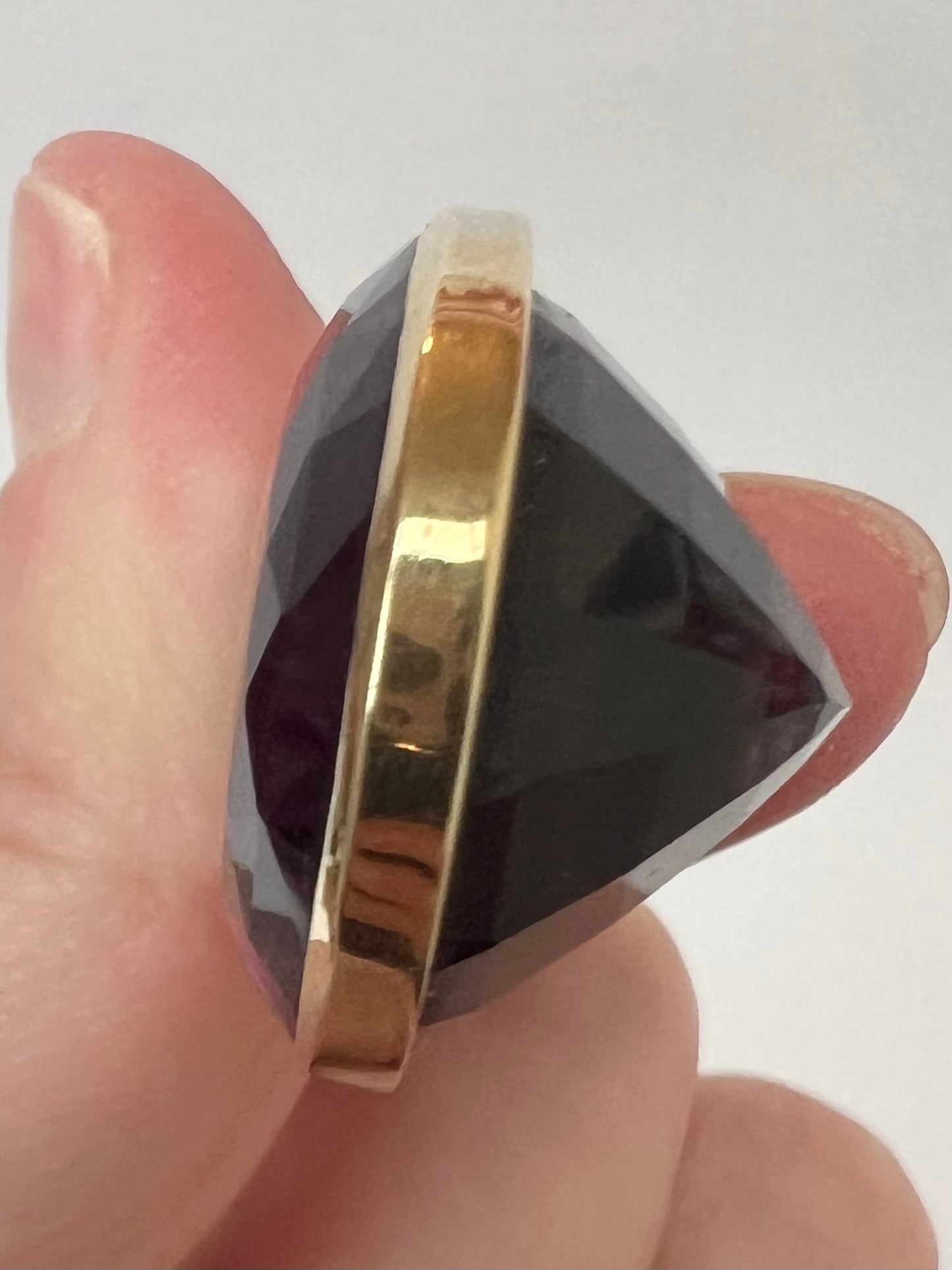 Deep, Silky Purple Siberian Amethyst and Gold Pendant