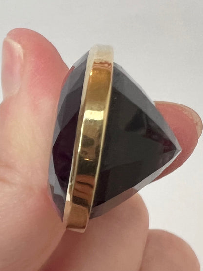 Deep, Silky Purple Siberian Amethyst and Gold Pendant