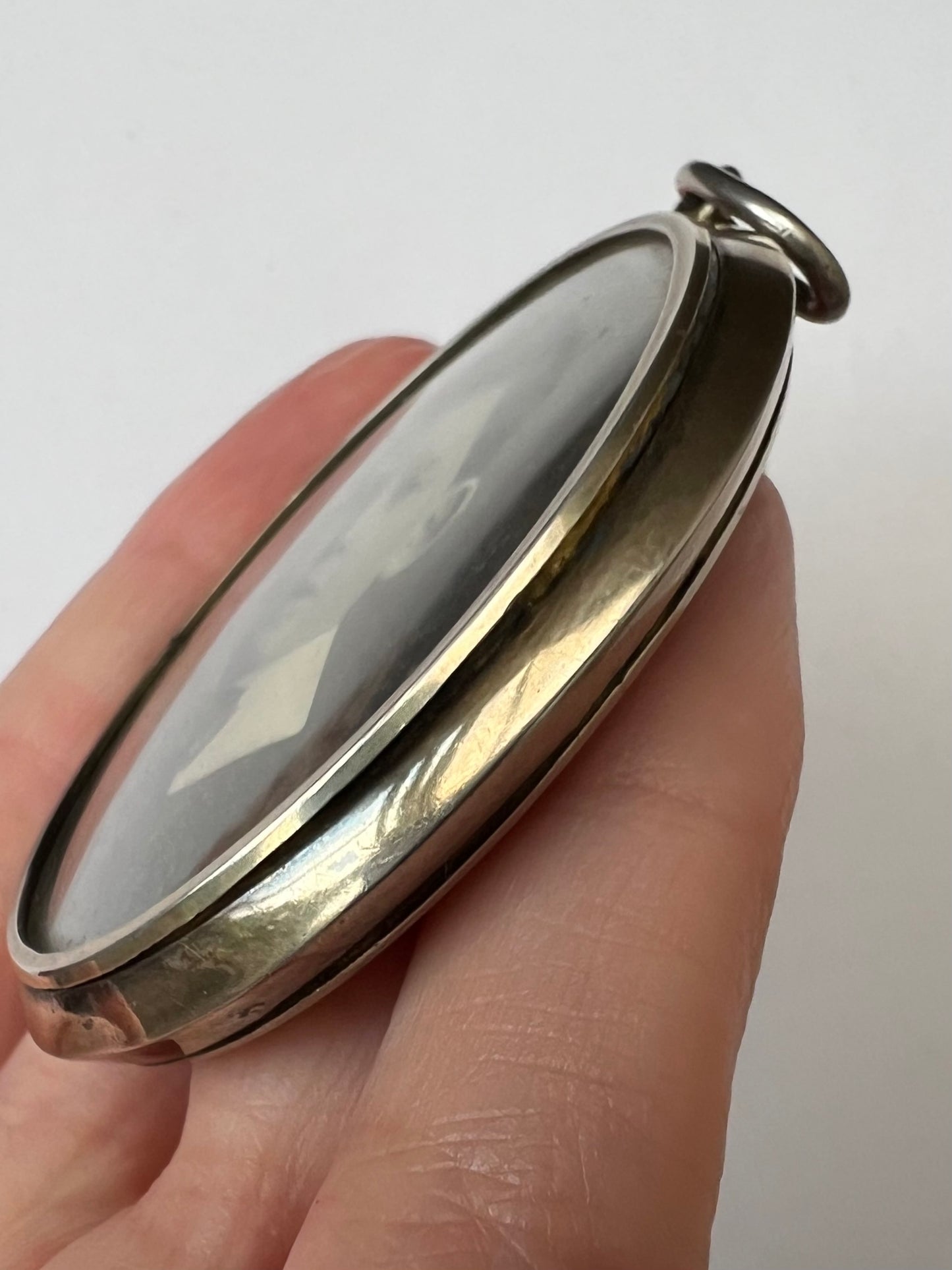 Antique Silver Locket With Pretty Portrait Miniature