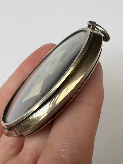 Antique Silver Locket With Pretty Portrait Miniature