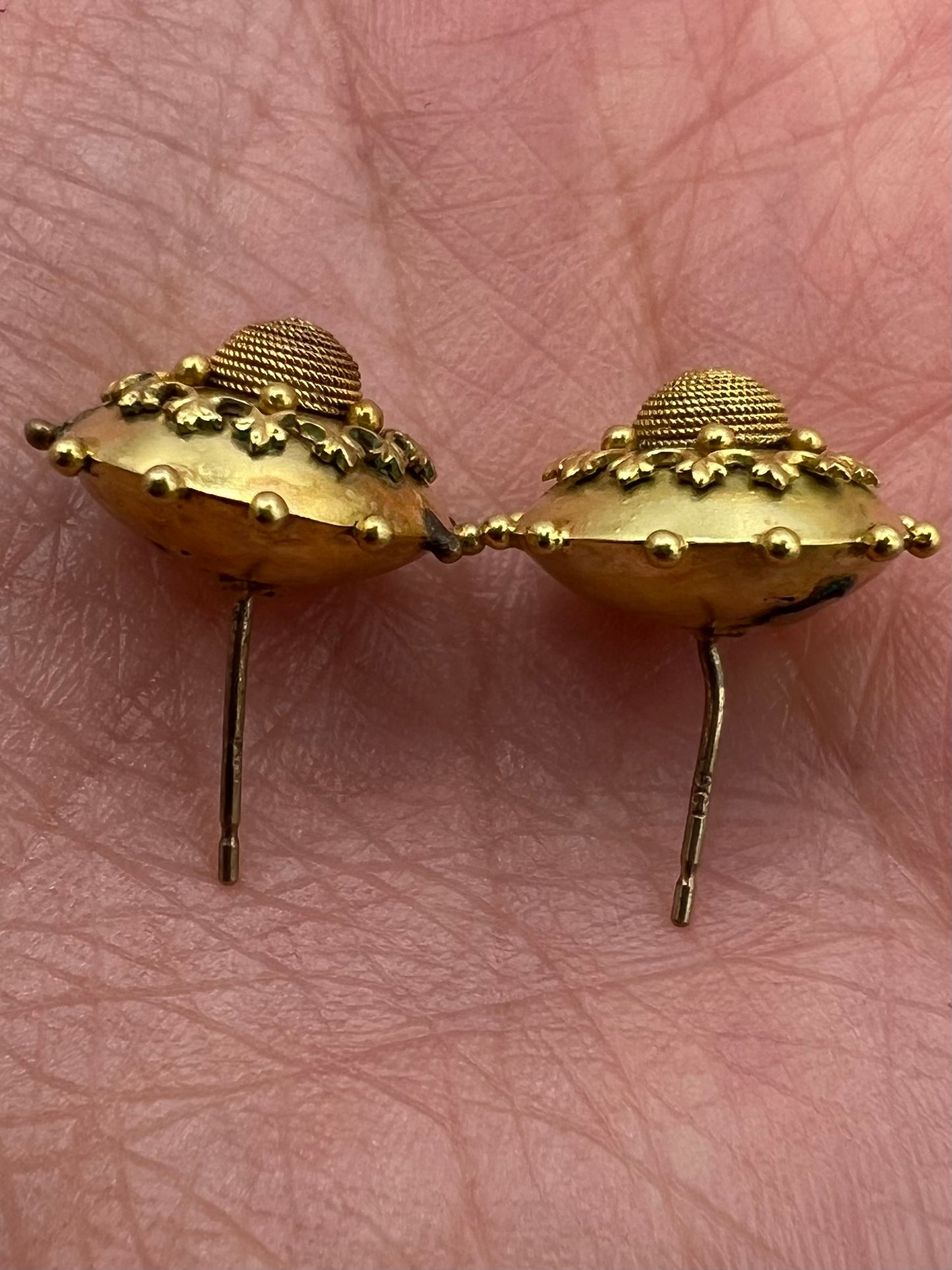 Etruscan Revival Gold Victorian Stud Earrings