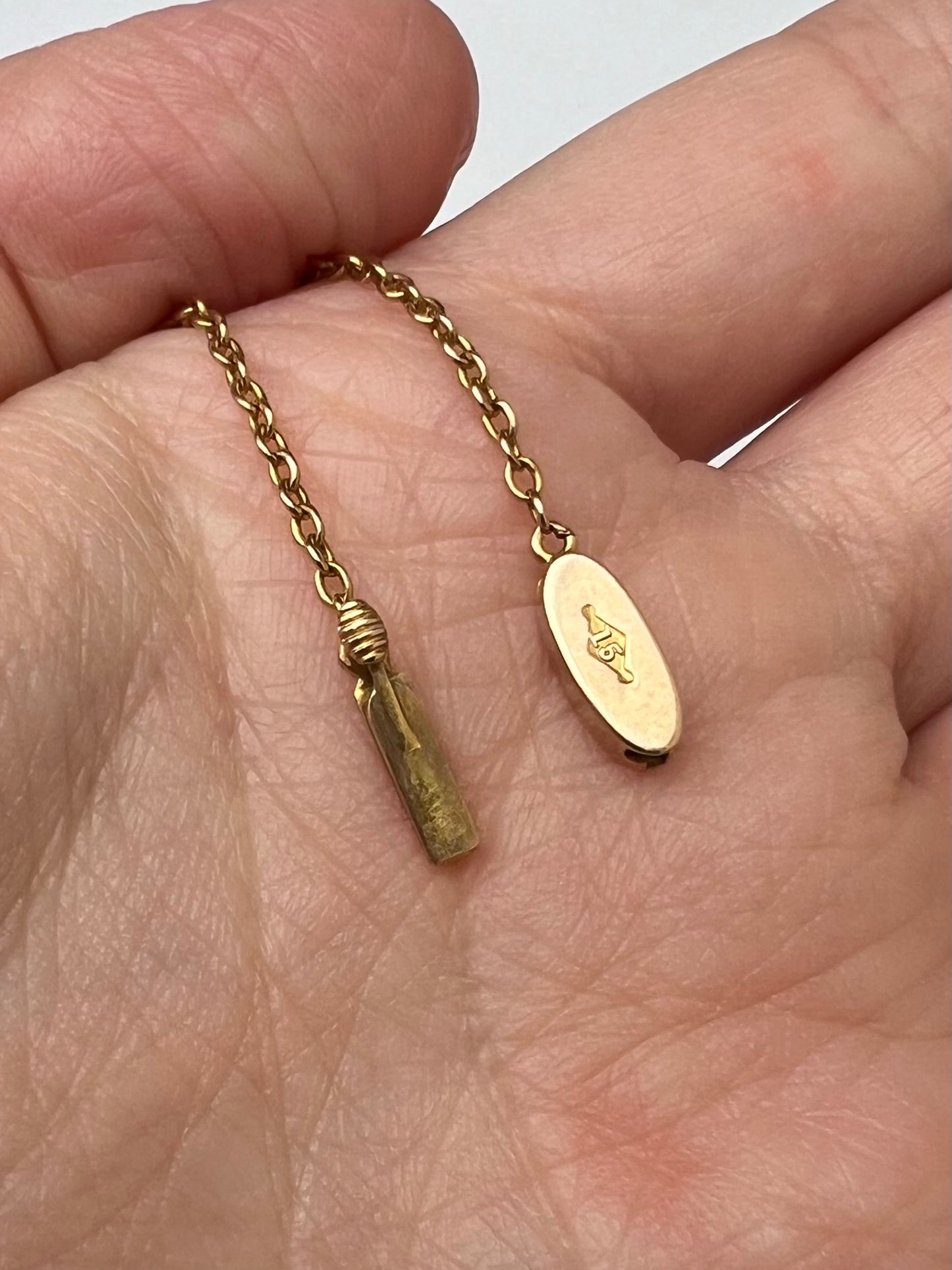 Sentimental Victorian 15ct Gold Amethyst Necklace in Suffragette Colours