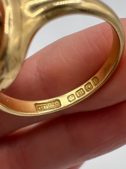 Memento Mori Gents 18ct Gold Gent's Skull Poison Or Locket Ring With Diamond Eyes