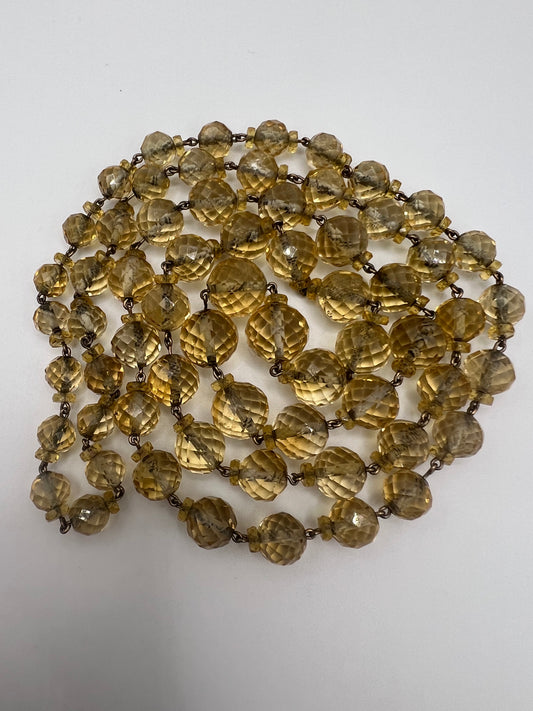 Long String of 1920s Art Deco Citrine Faceted Beads