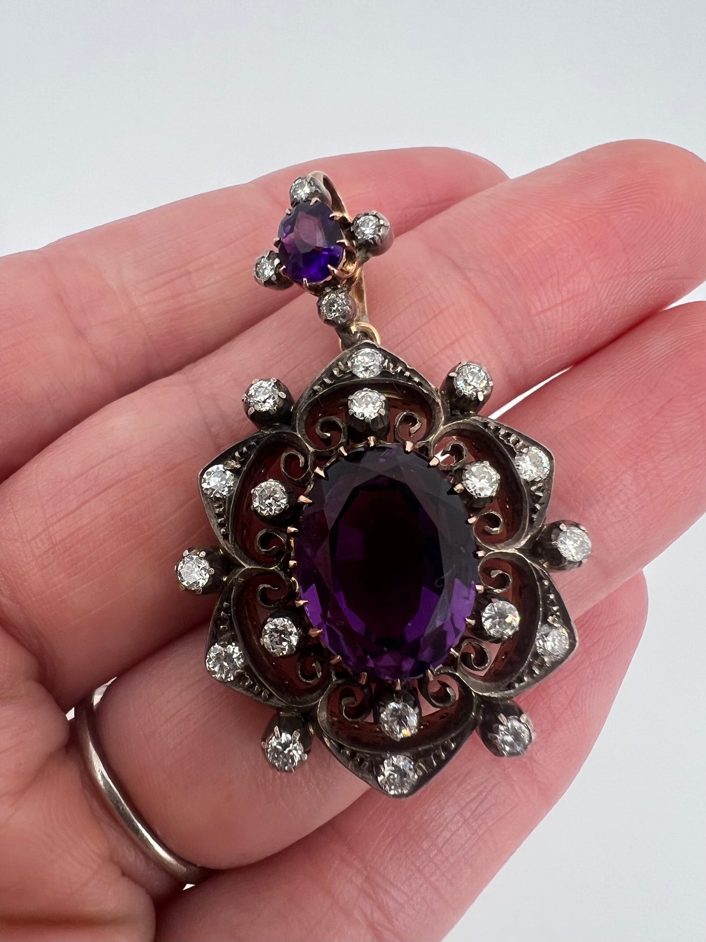 Belle Epoque Amethyst Diamond Pendant