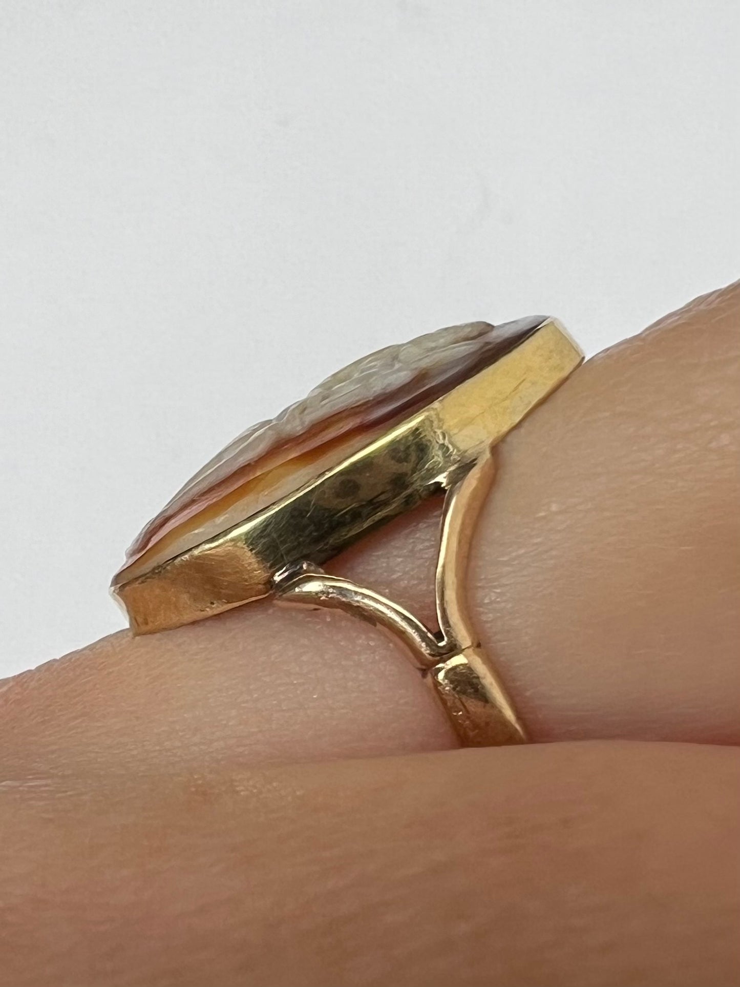Unusual Antique Cameo Gold Pinky Ring