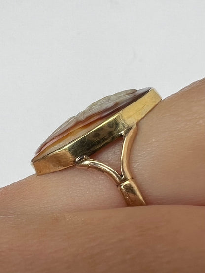 Unusual Antique Cameo Gold Pinky Ring