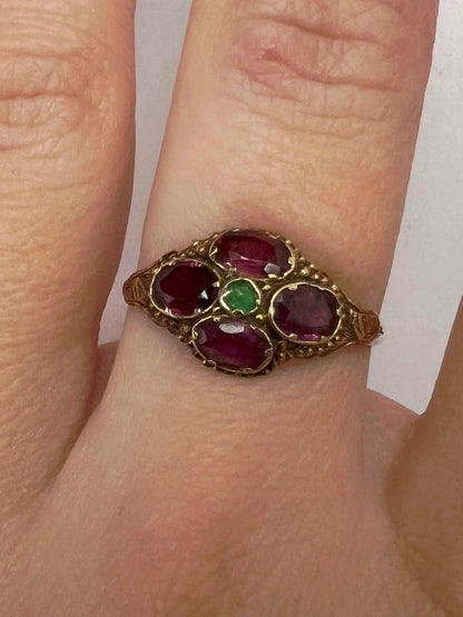 Rare 12ct Gold Almandine Purple Garnet Antique Ring