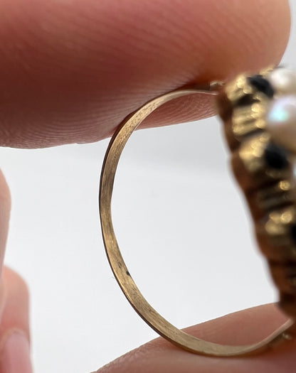 Georgian Pearl Sapphire Gold Ring