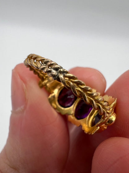High Carat Gold Late Georgian Victorian 3 Stone Ring