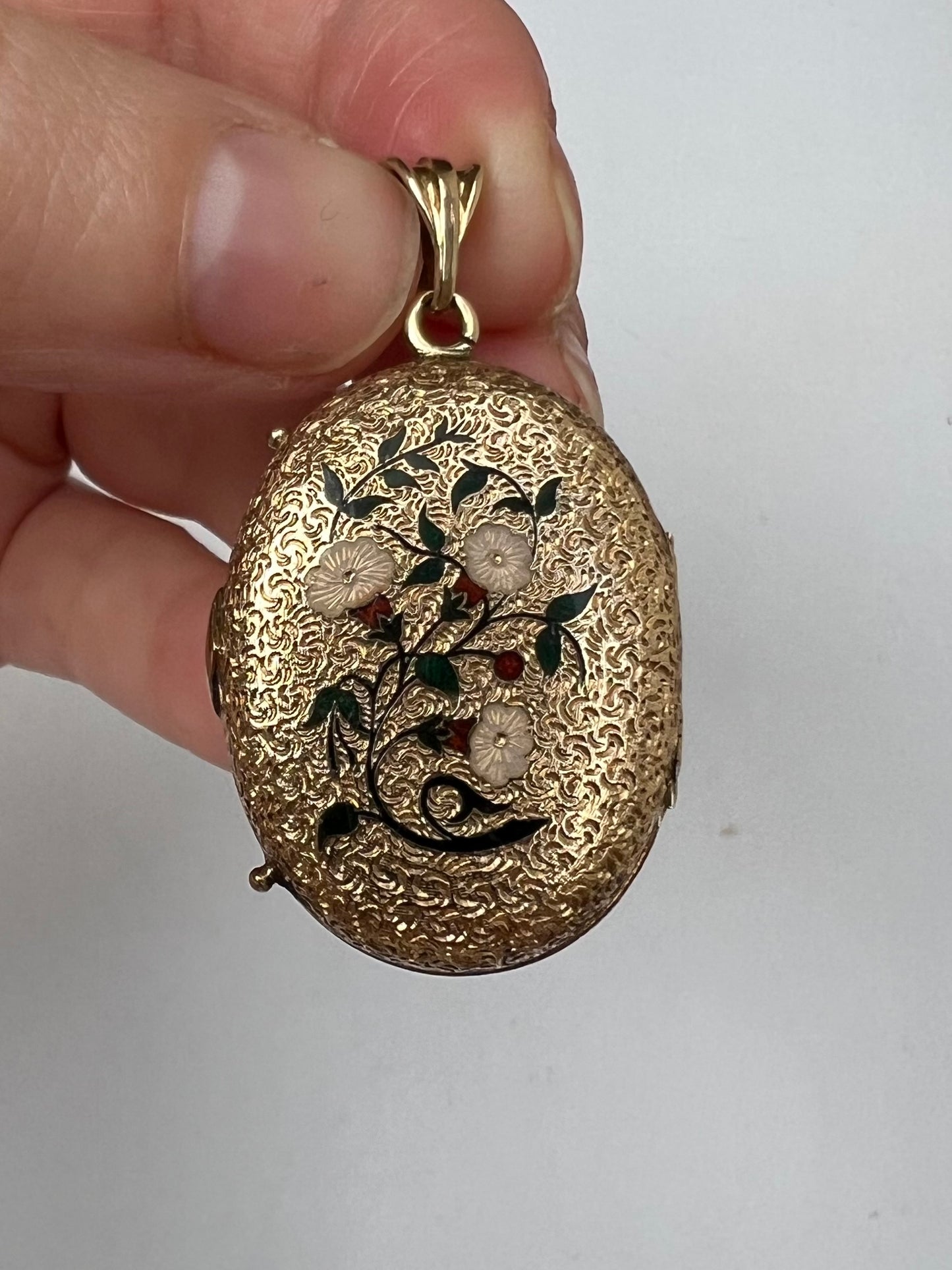 Swiss Gold & Enamel Flowers Night and Day Antique Locket