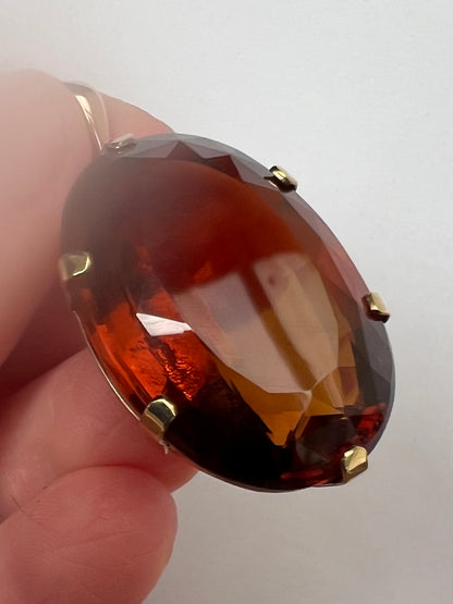 Very Large Sherry Madeira Citrine Gold Pendant