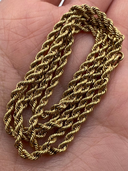 Solid 18ct Gold Rope Twist 16.5" Chain 13.36g