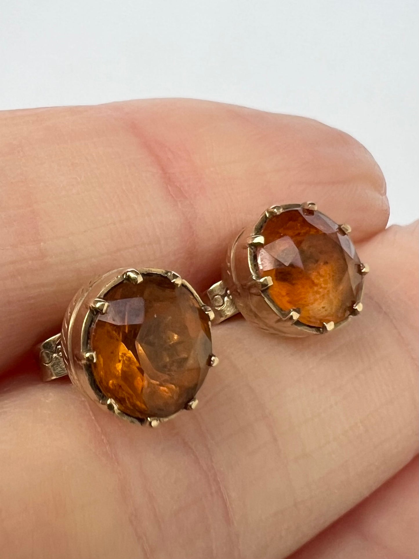 Scottish Cairngorm Gold Citrine Stud Earrings