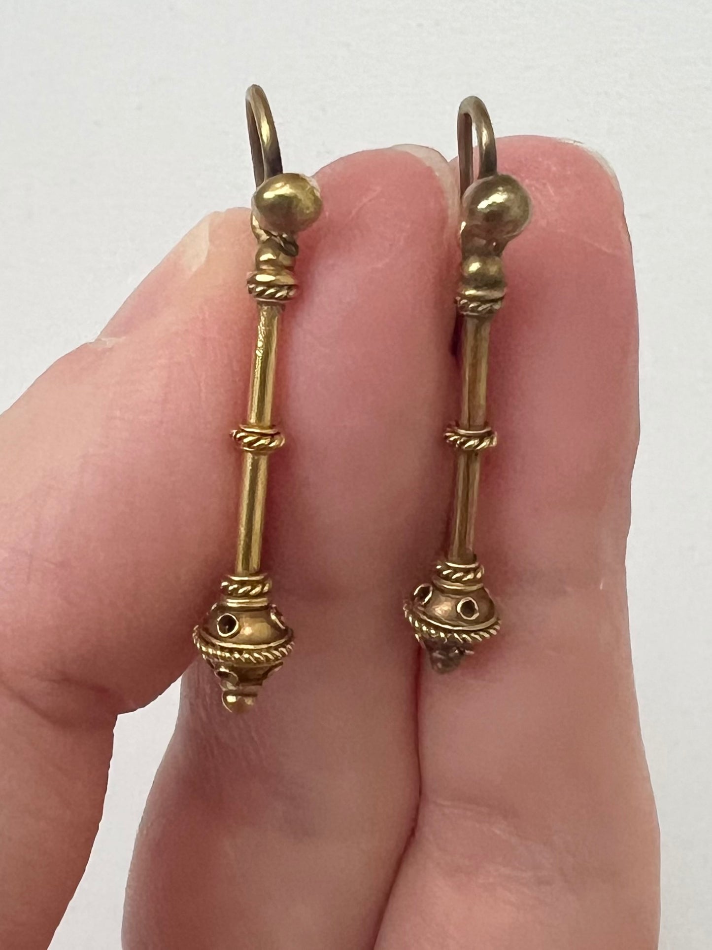 Fortunato Pia Castellani Etruscan Revival Victorian Gold Drop Earrings