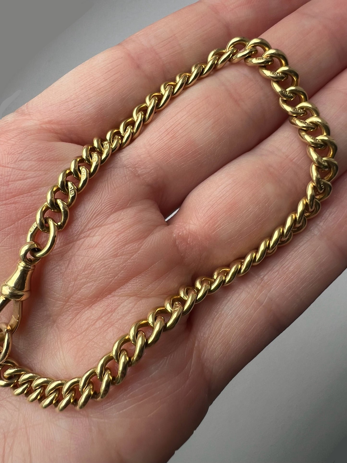 Solid 18ct Gold Heavy Antique Albert Curb Link Bracelet 8" Gents or Ladies