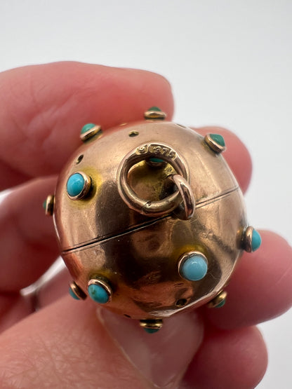 Antique Sputnik Gold Opening Vinaigrette Locket Pendant