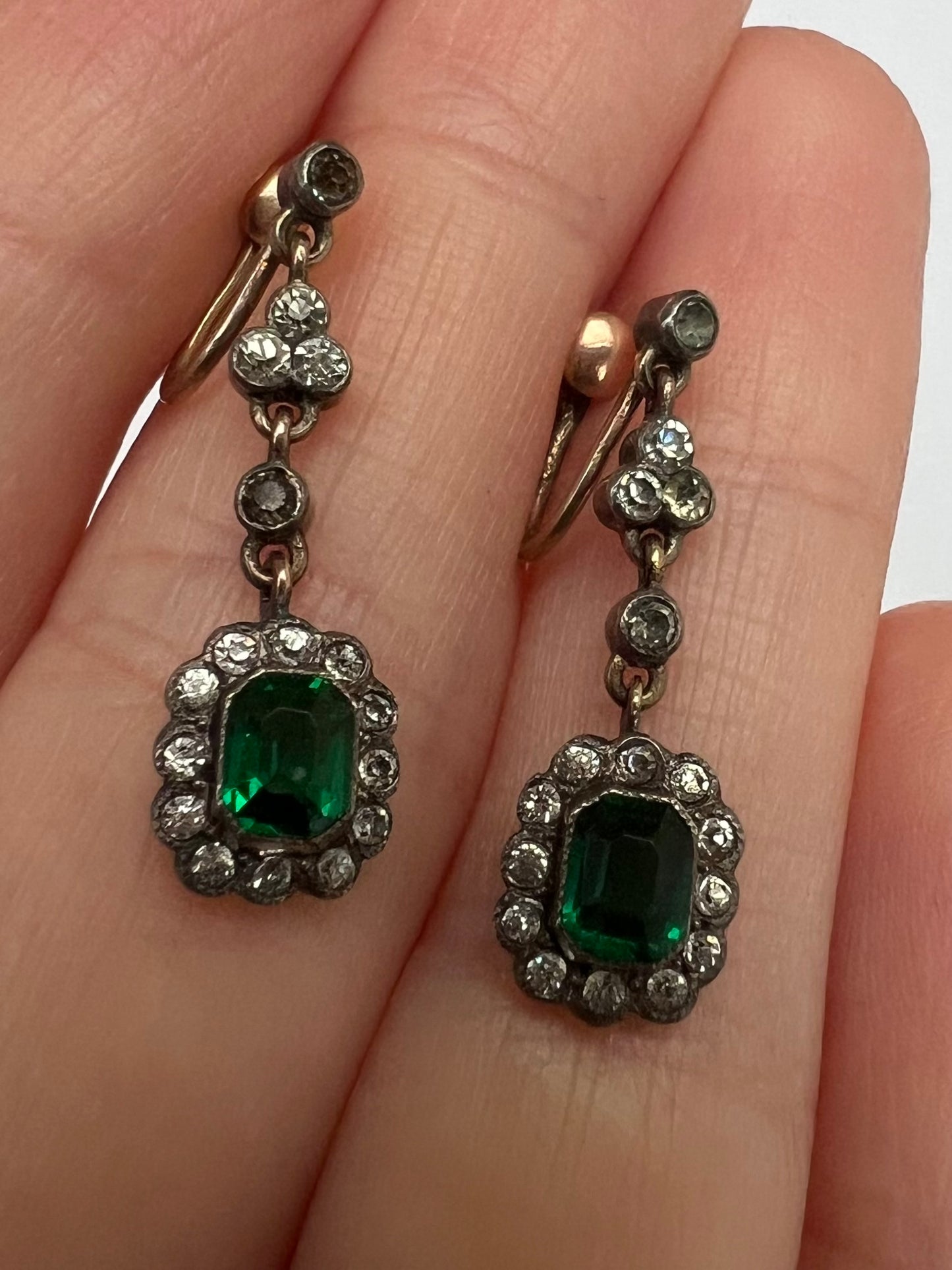 Super Sweet Edwardian Antique Paste Screw Back Earrings