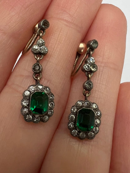 Super Sweet Edwardian Antique Paste Screw Back Earrings